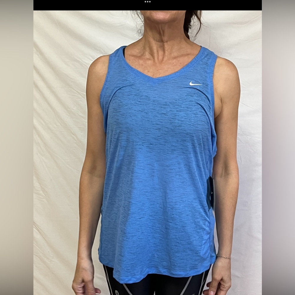 Nike tank top workout shirt blue Sz lg dri fit nwt